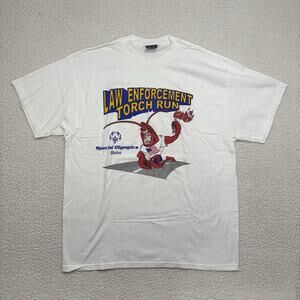 Law Enforcement Tourch Run Special Olympics Maine Lobster Men’s XL T Shirt 90s